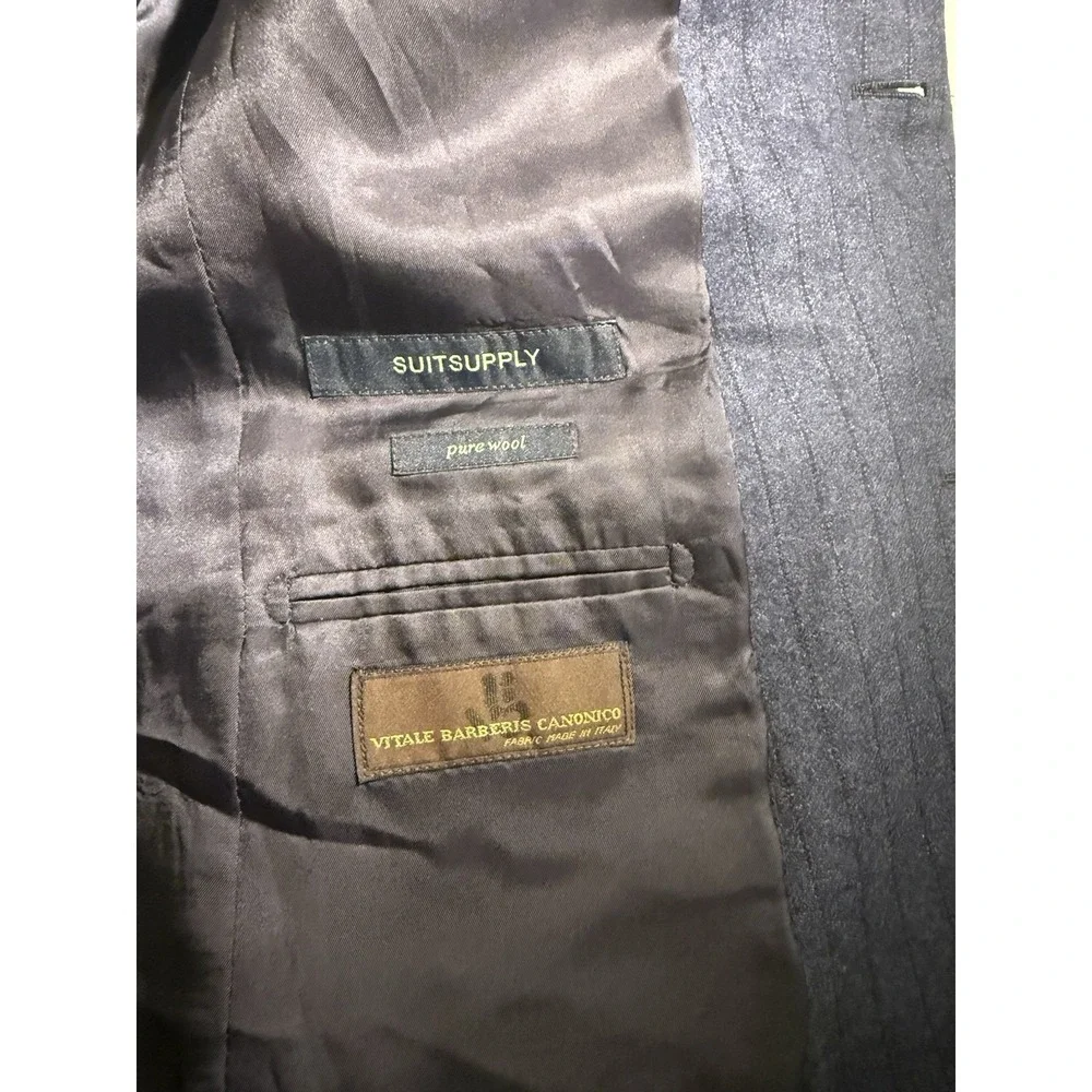 SuiteSupply Blazer Men's 48R‎ Navy Stripe Wool Jacket Coat Vitale Barberis